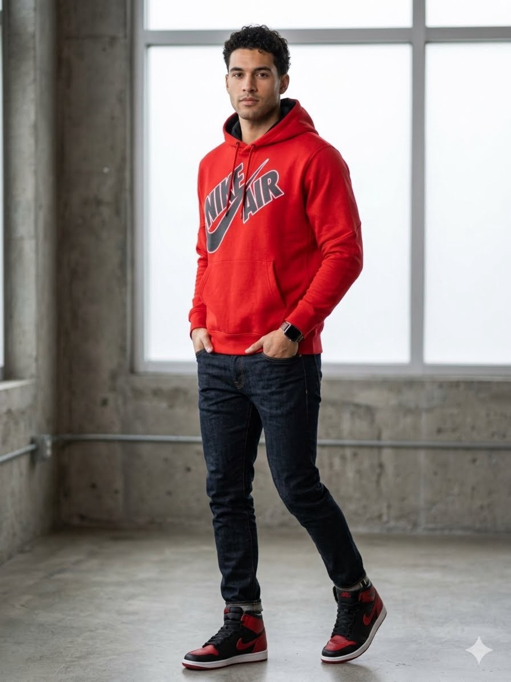 Nike Red Hoodie with Black Nike Air Logo